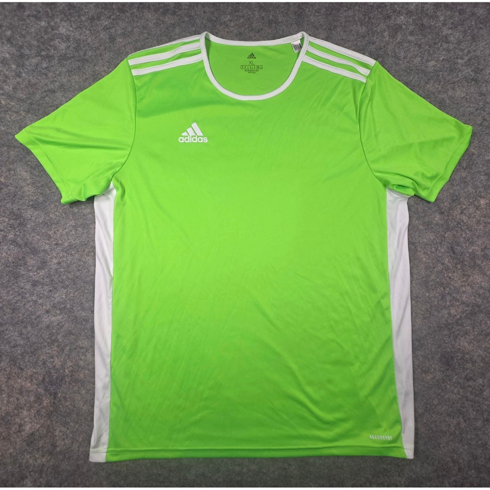 Adidas Aeroready Mens XL Soccer Jersey Lime Green White Short Sleeve Shirt